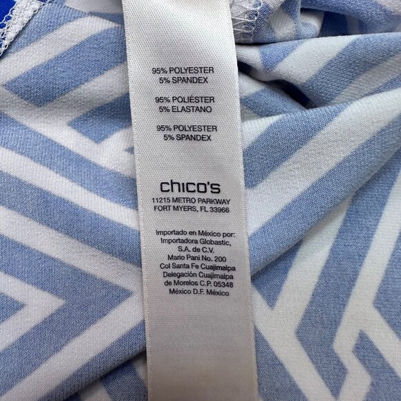 Chico's Skirt Size 0 Small Blue & White Midi Asymmetrical Hem Pull On Summer - Picture 9 of 15